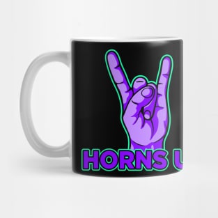 Horns up hand rock and roll music violet art Mug